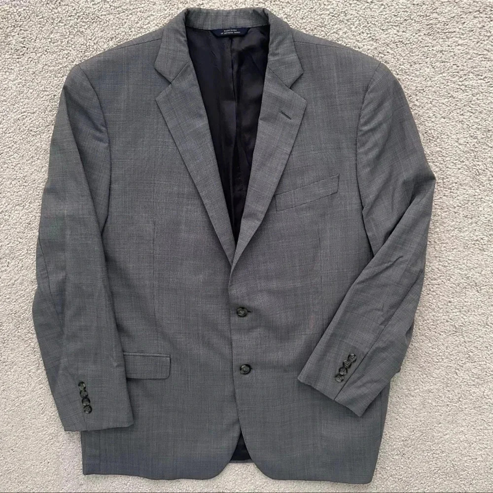 Brooks Brothers 1818 Fitzgerald Saxxon Gray Check‎  Wool BlazerJacket Coat 44R